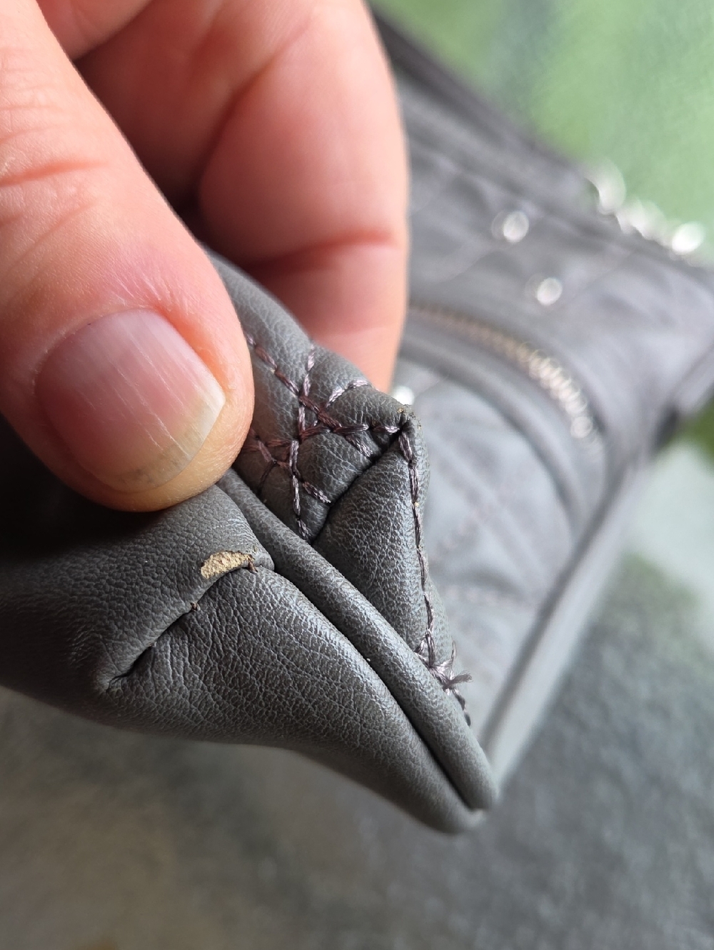 Nicole Miller Quilted Gray Crossbody Bag with Stud Detail ☆ Silver Metal Accents - Picture 15 of 16